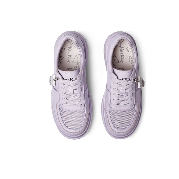 Kiss Kitty Skateboard Shoes Women's Low-Top Purple-3