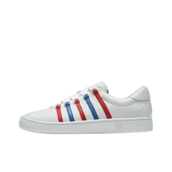 KSWISS Slip Resistant, Abrasion Resistant, Lightweight Low Top Skateboard Shoes White Red Blue
