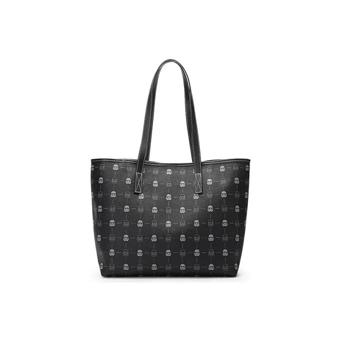 BANGE PVC Tote Bag Shopping Bag Handbag Shoulder Bag Medium Size Women's Black-2