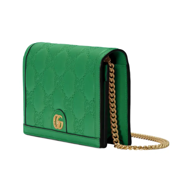GUCCI Leather Small Square Bag Shoulder Bag Crossbody Bag Wallet Women's Green-1
