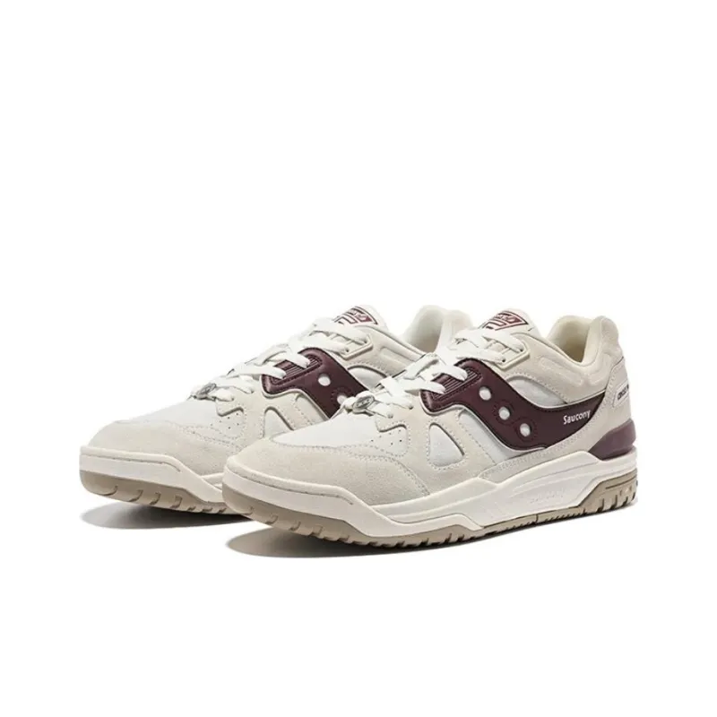 Saucony CROSS 90 Cushioned Slip Resistant Low Top Skateboard Shoes Unisex White Dark Red-2