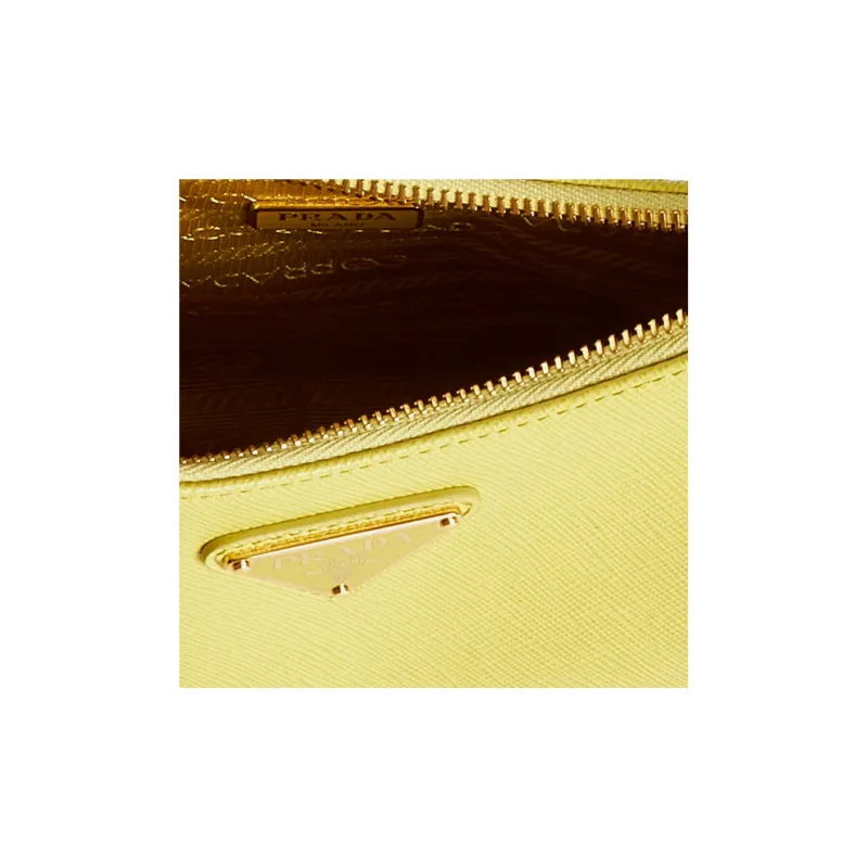 PRADA Leather One Shoulder Handbag Mini Women's Yellow-4