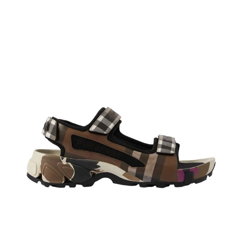 Burberry Check Arthur Sandal Dark Birch Brown-1