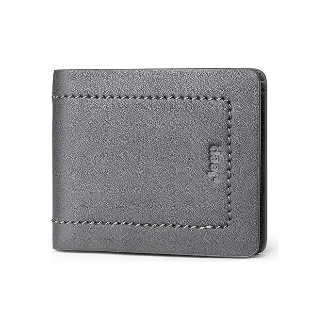 Jeep Cow Leather Money Clip Card Holder Regular Men's Gray-3