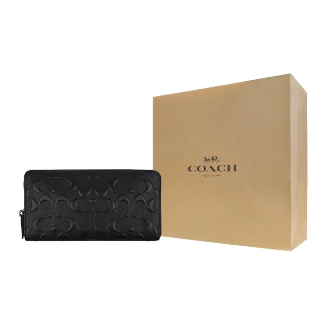 COACH Accordion Wallet Cross Grain Leather Wallet Men's Black-8
