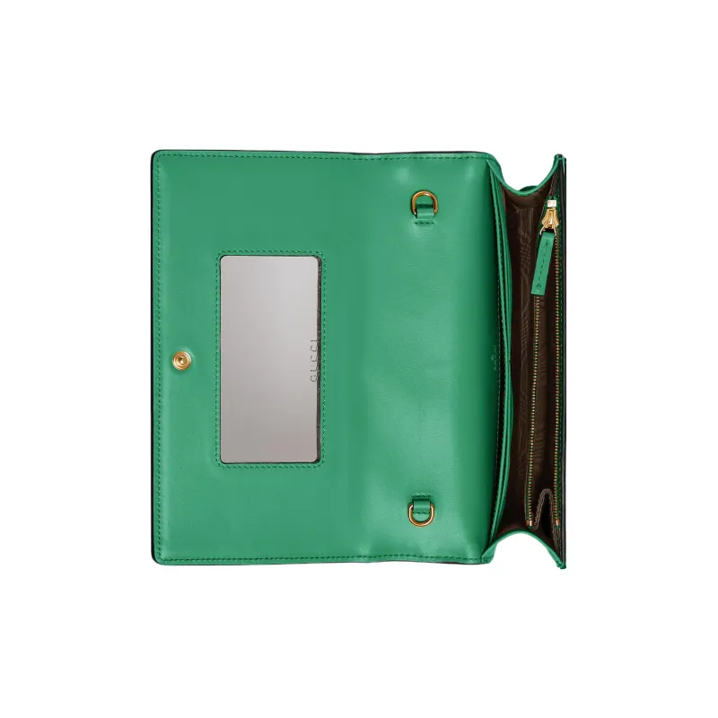 GUCCI Leather Small Square Bag Shoulder Bag Crossbody Bag Wallet Women's Green-5