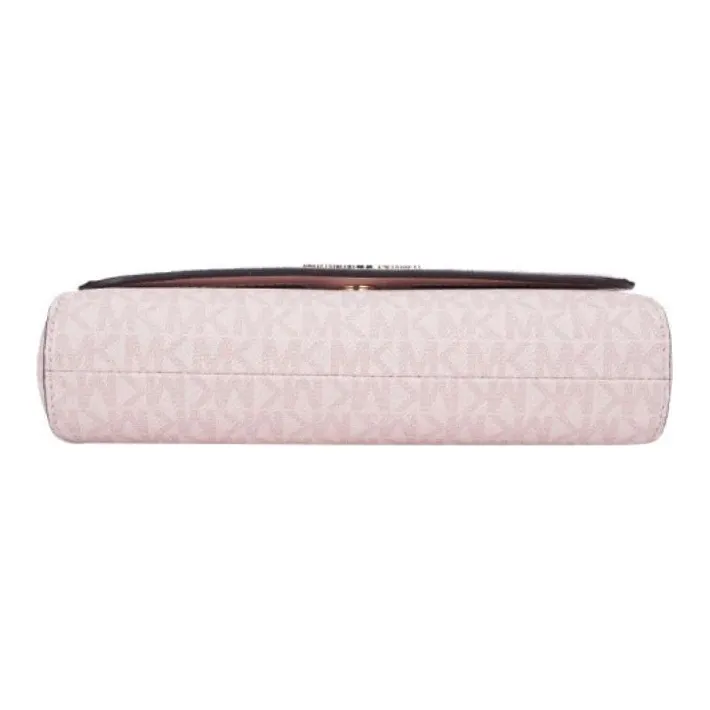 MICHAEL KORS Canvas Handheld Shoulder Bag, Crossbody Bag Medium Size Women's Beige Pink-3