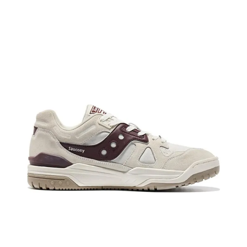 Saucony CROSS 90 Cushioned Slip Resistant Low Top Skateboard Shoes Unisex White Dark Red-1