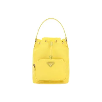 PRADA Duet Recycled Nylon Fabric Crossbody One Shoulder Handbags Women's Yellow