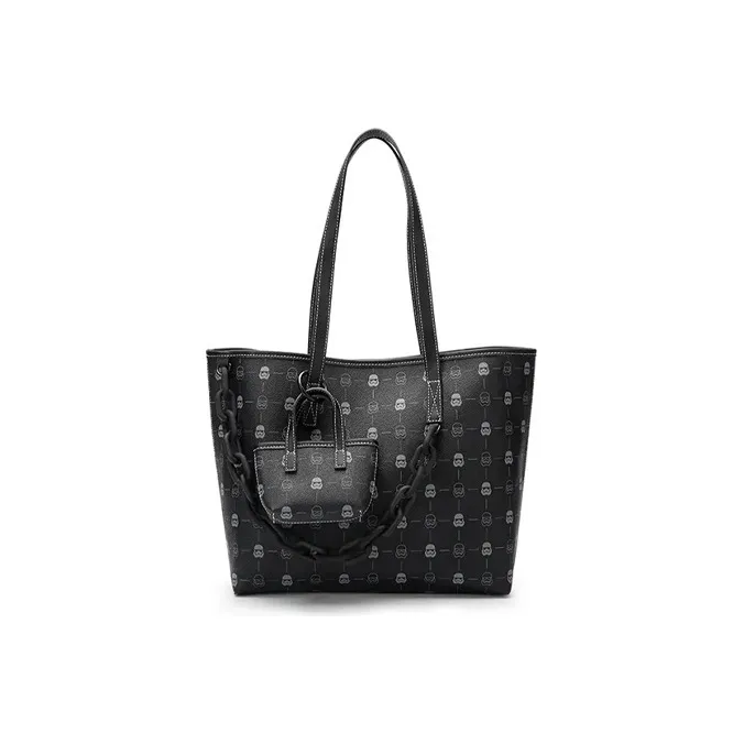 BANGE PVC Tote Bag Shopping Bag Handbag Shoulder Bag Medium Size Women's Black-0