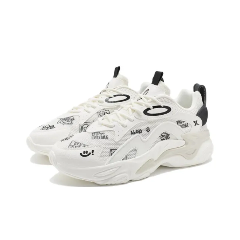 AGAHO x XTEP Red Flame TD Anti Slip Wear Resistant Low Top Sports Casual Shoes Men's White Black-1