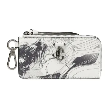 Jimmy Choo Sailor Moon & Tailcoat Mask Collaboration Pu Leather Card Holder Women's White & Black