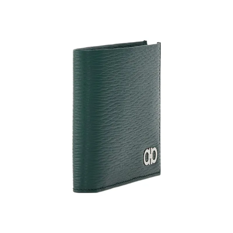 FERRAGAMO GANCINI Calfskin Wallet Men's Green-1