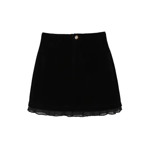 YESWOMEN Casual Short Skirts Women's Black Velour Skort