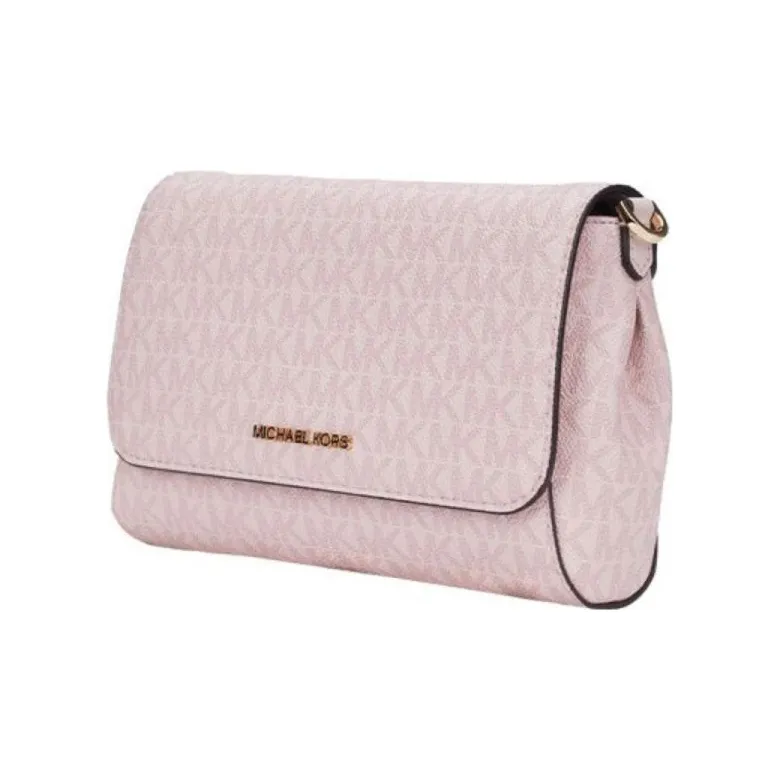 MICHAEL KORS Canvas Handheld Shoulder Bag, Crossbody Bag Medium Size Women's Beige Pink-1