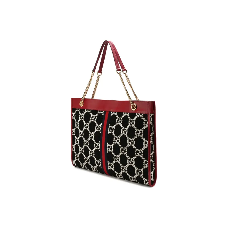 GUCCI Embroidery With Canvas And Leather Tote Bag, Shopping Bag, Handbag, Shoulder Bag Women's-2