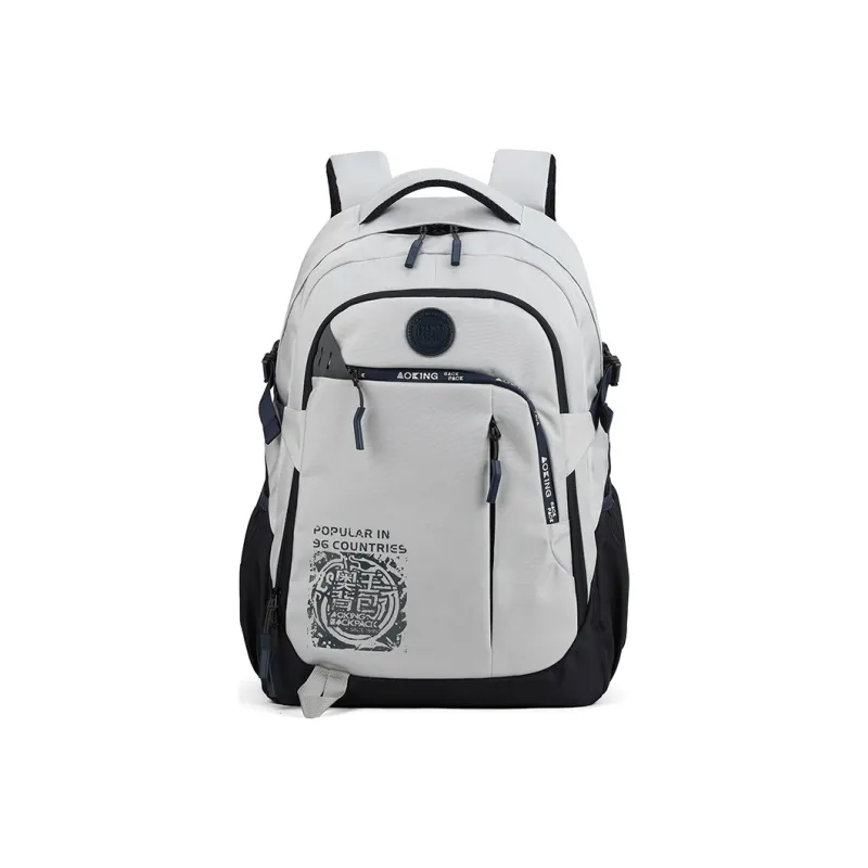 AOKING AK Polyester Backpack Large Size Unisex Light Pink/Light Gray/Black-5