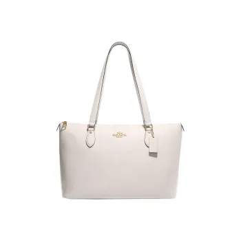 COACH Gallery Cross Grain Leather One Shoulder Handbag Tubas Women's White
