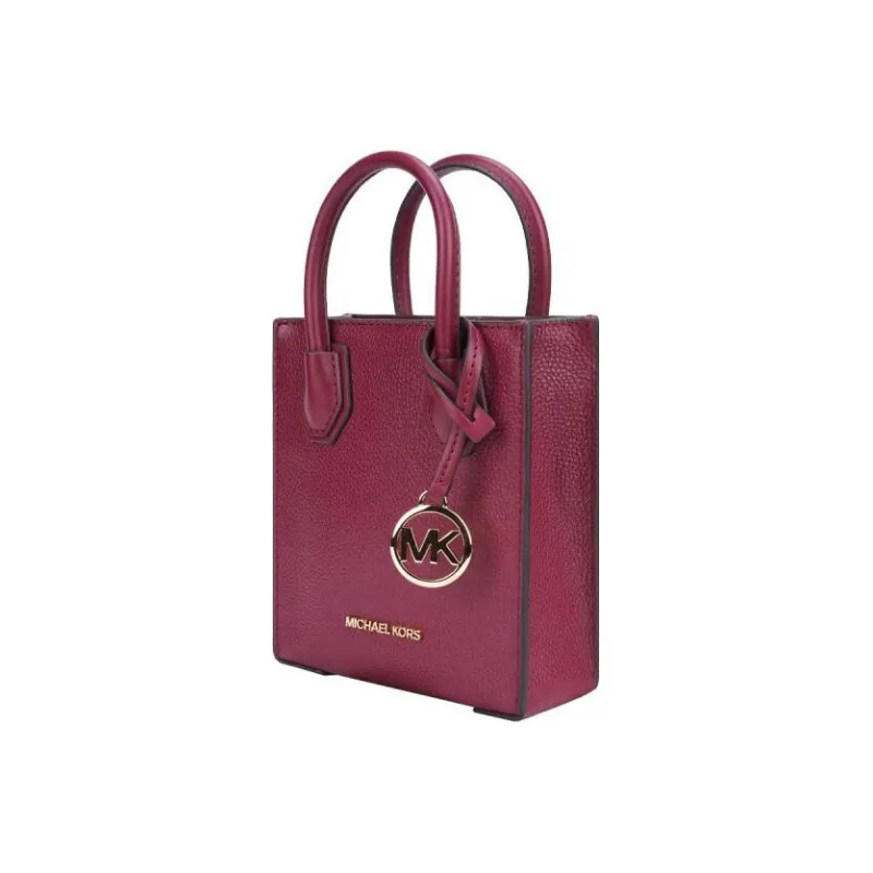 MICHAEL KORS Pebbled Leather Tote Bag Shopping Bag Shoulder Bag Handbag Crossbody Bag Extra Small Women's Mulberry Red-1