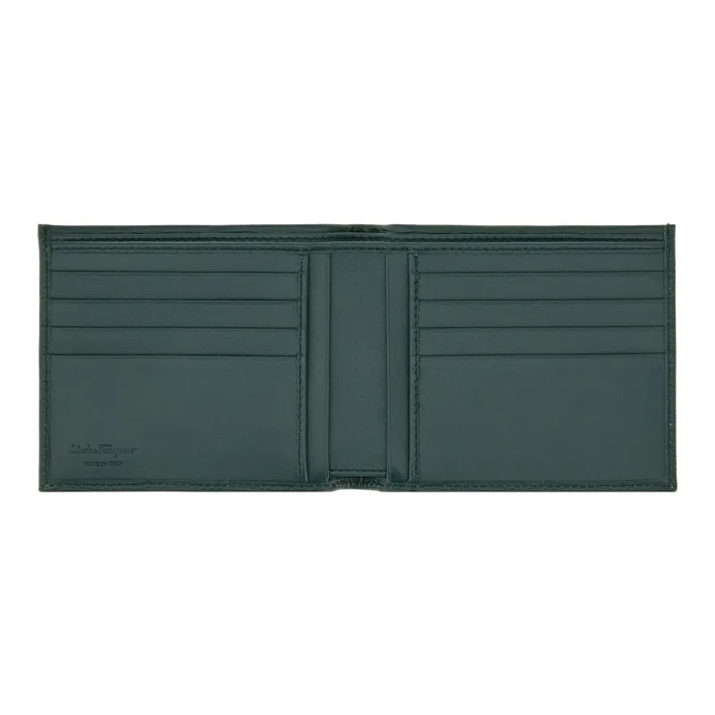 FERRAGAMO GANCINI Calfskin Wallet Men's Green-3