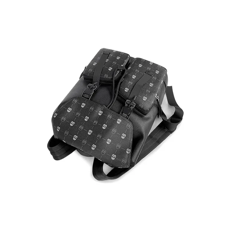 BANGE GUDI Collaboration PVC Polyvinyl Chloride Laptop Backpack Medium Size Men's Black-3