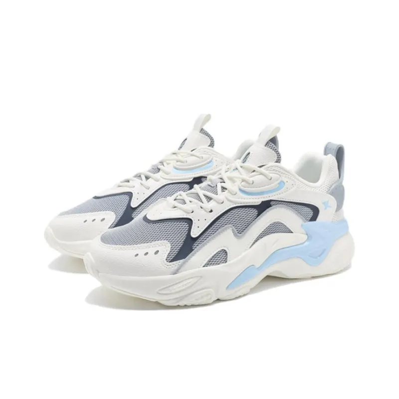 AGAHO x XTEP Red Flame TD Anti Slip Wear Resistant Low Top Sports Casual Shoes Men's White Gray Blue-1
