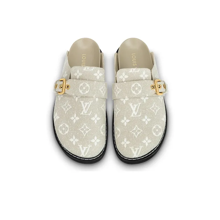 LOUIS VUITTON Closed Toe Slippers Women's Gray-3
