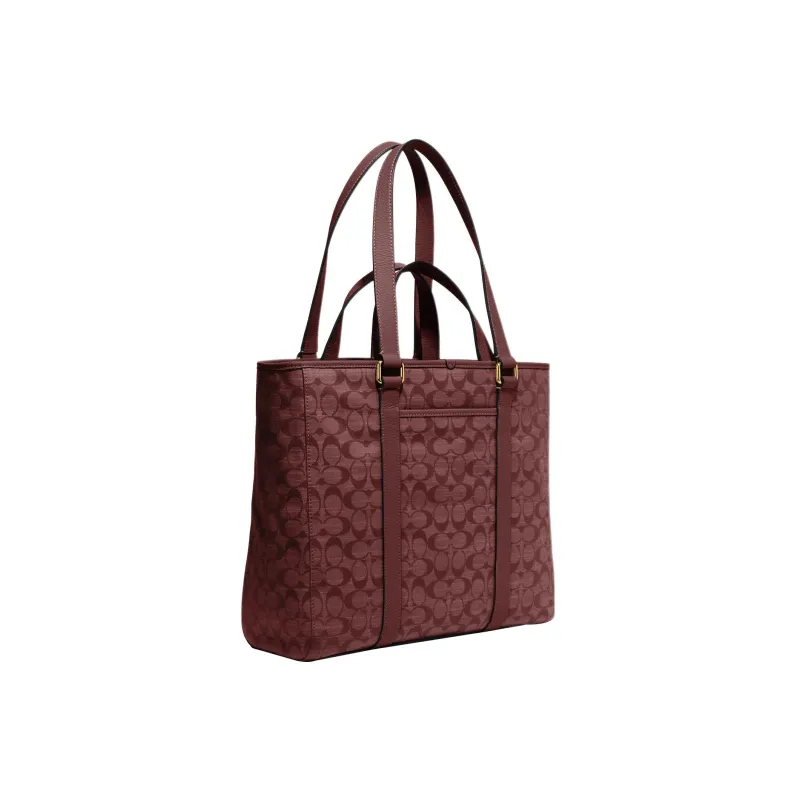 COACH Hudson Fabric Tote Bag Shopping Bag Shoulder Bag Handbag Large Size Men's Burgundy-1