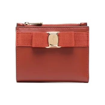 FERRAGAMO Vara Calfskin Wallet Women's Cognac Brown