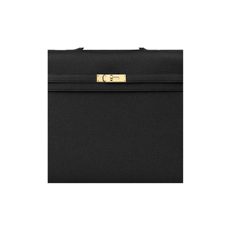 HERMES Kelly Depeches Cow Leather Handbag 36 Men's Black-4