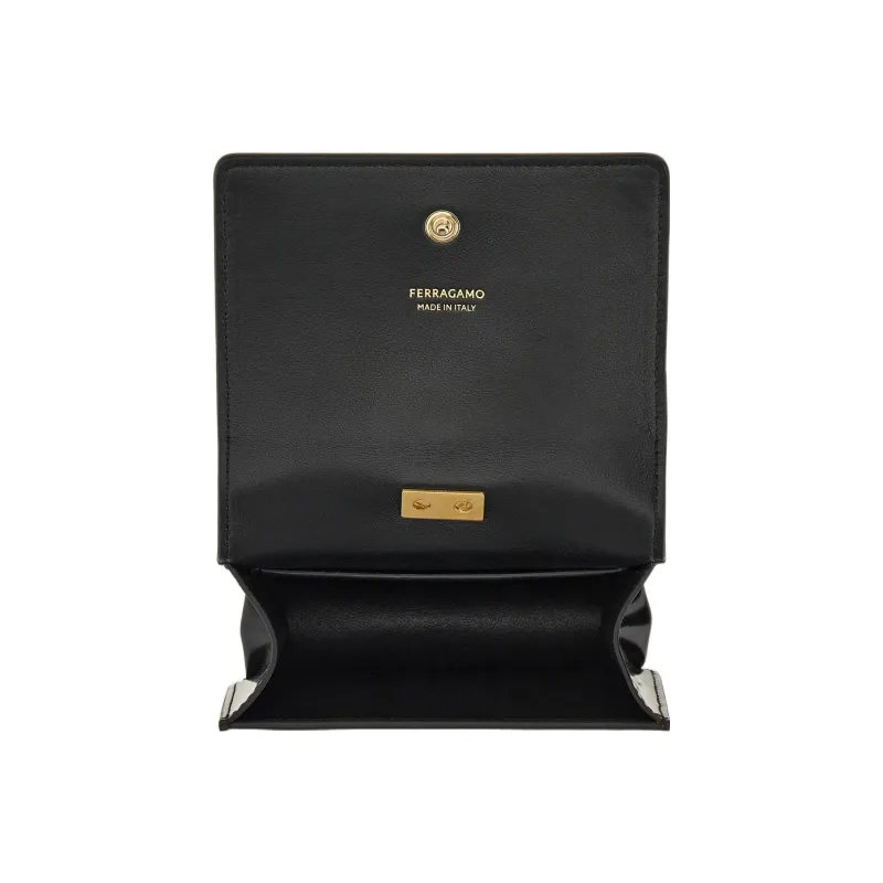 FERRAGAMO Cow Leather Card Holder Women's Black-3