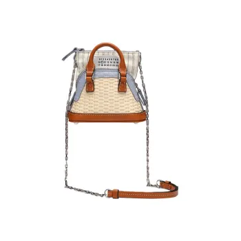 Maison Margiela 5AC Cow Leather Portable Crossbody Bag, Shoulder Bag Regular Women's Brown/Light Blue