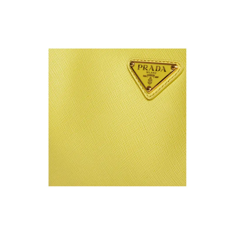 PRADA Leather One Shoulder Handbag Mini Women's Yellow-3