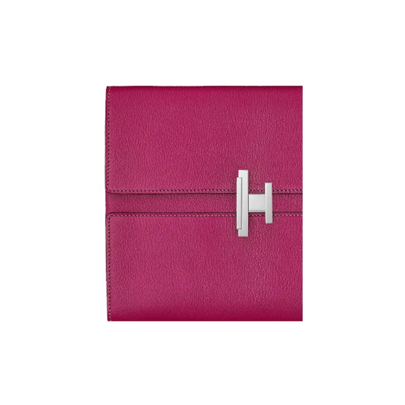 HERMES Cinhetic Chevre Mysore Goatskin Clutch Women's Rose Red-2