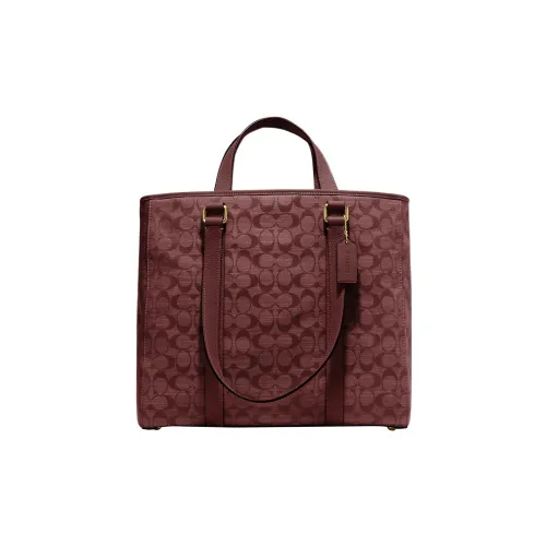 COACH Hudson Fabric Tote Bag Shopping Bag Shoulder Bag Handbag Large Size Men's Burgundy