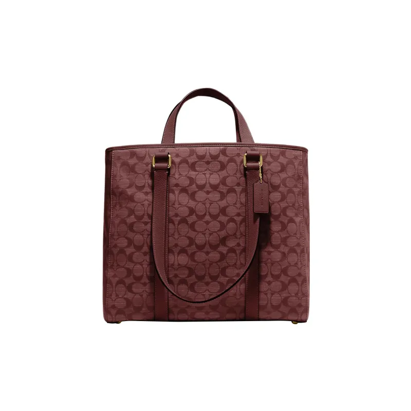 COACH Hudson Fabric Tote Bag Shopping Bag Shoulder Bag Handbag Large Size Men's Burgundy-0