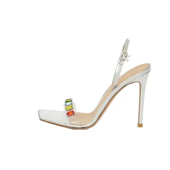 GIANVITO ROSSI Ribbon Candy One Strap Sandals 10.5cm Women's Silver