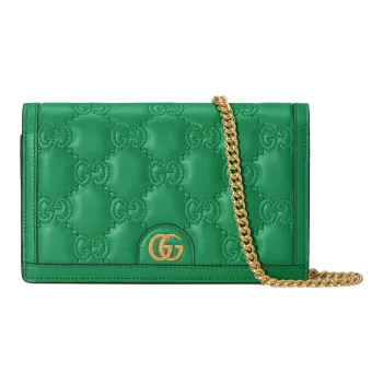 GUCCI Leather Small Square Bag Shoulder Bag Crossbody Bag Wallet Women's Green