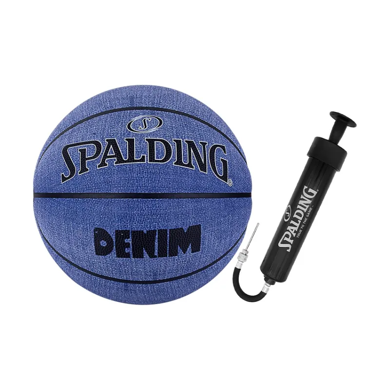 SPALDING Denim Collection PU Basketball Blue Black Size 7 Training-6