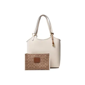 COACH Leather Combo Bag, Tote Bag, Shopping Bag, Shoulder Bag Large Size Women's White