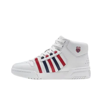 KSWISS Slip Resistant Cushioning High Top Skateboard Shoes White Red Blue