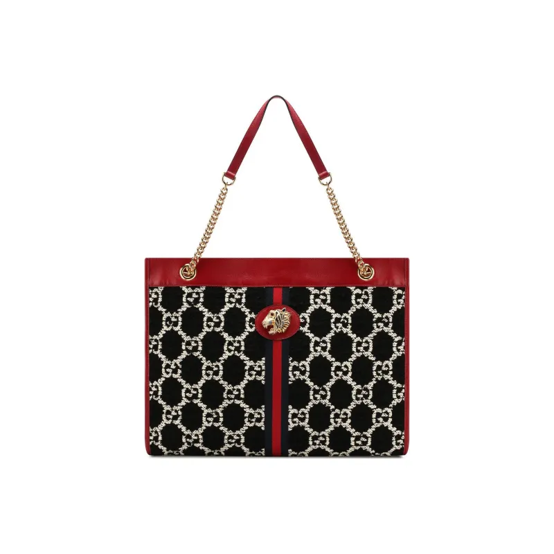 GUCCI Embroidery With Canvas And Leather Tote Bag, Shopping Bag, Handbag, Shoulder Bag Women's-0