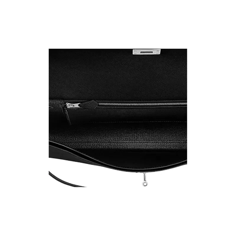 HERMES Kelly Depeches Epsom Leather Business Bag Handbag Men's Noir Black-4