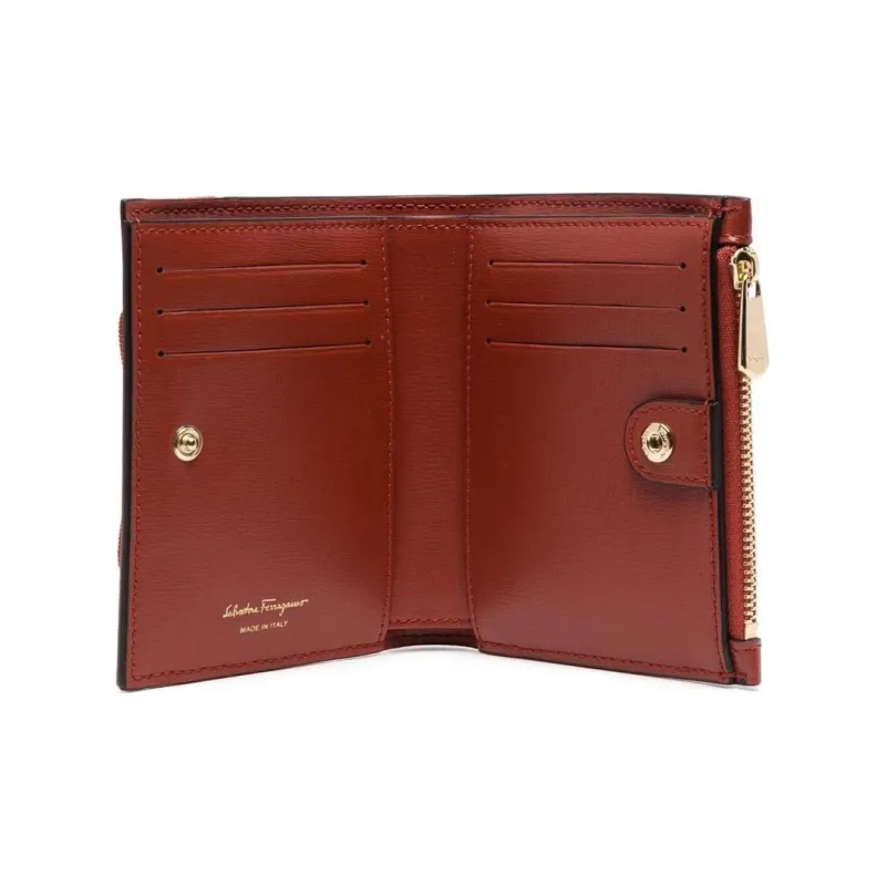 FERRAGAMO Vara Calfskin Wallet Women's Cognac Brown-2