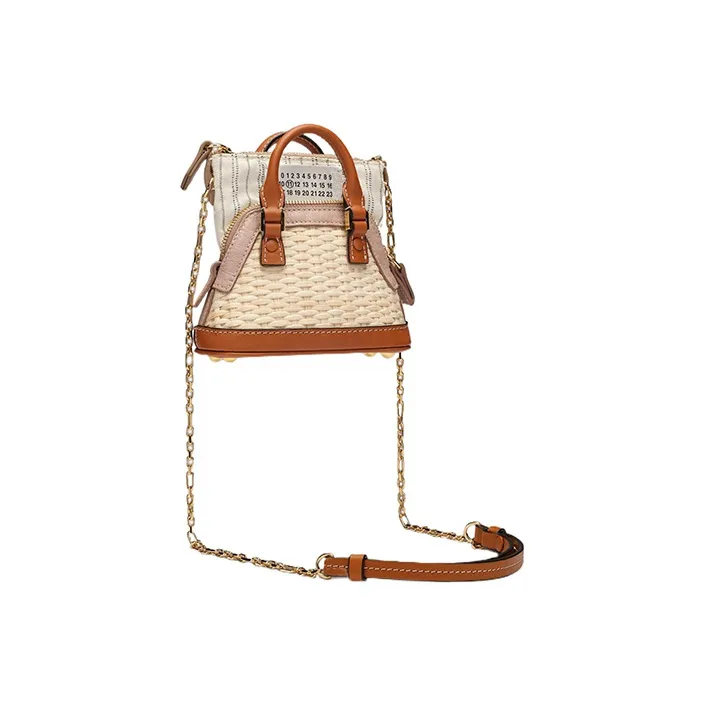 Maison Margiela 5AC With Cow Leather And Sheepskin Portable Crossbody Bag, Shoulder Bag Regular Women's Brown/Pink-1
