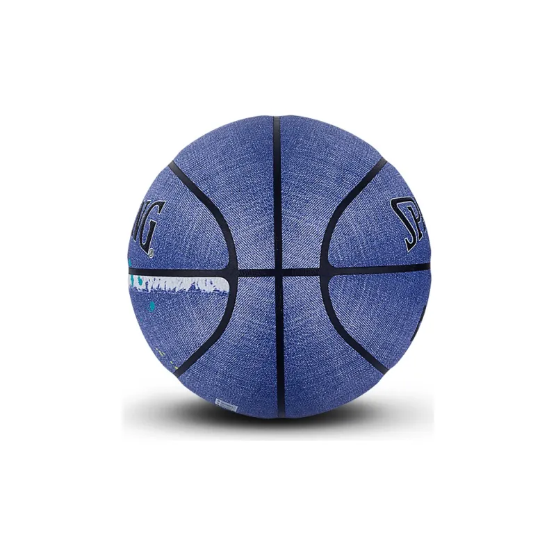 SPALDING Denim Collection PU Basketball Blue Black Size 7 Training-4