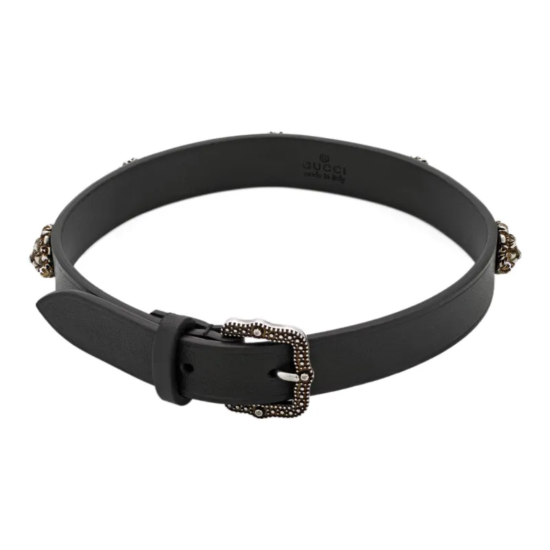GUCCI Leather Necklaces Unisex Black-1