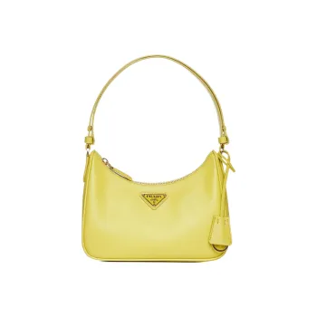 PRADA Leather One Shoulder Handbag Mini Women's Yellow