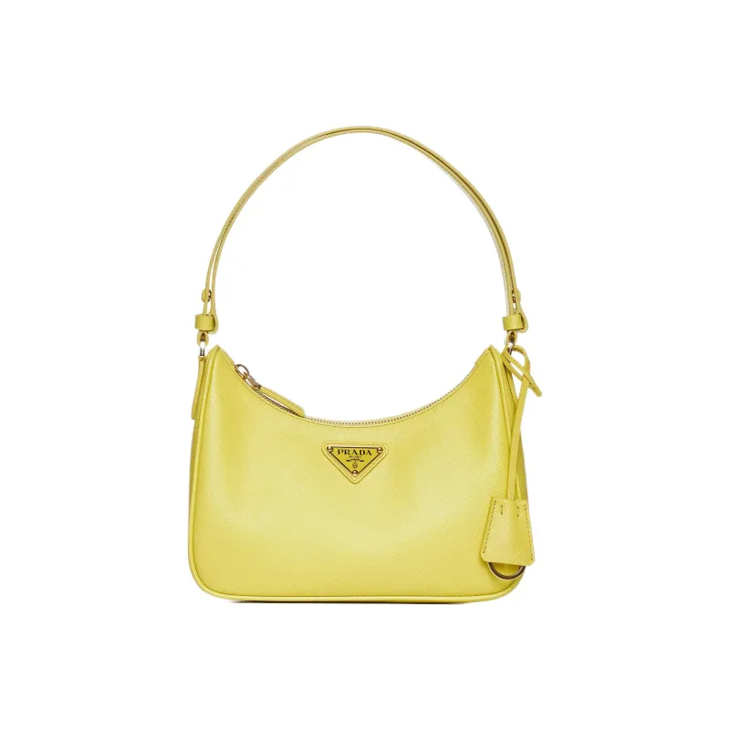 PRADA Leather One Shoulder Handbag Mini Women's Yellow-0