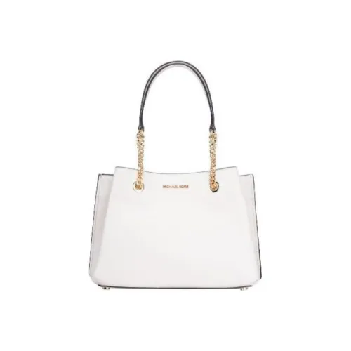 MICHAEL KORS Teagen Cow Leather Handbag, Shoulder Bag Women's Milk White